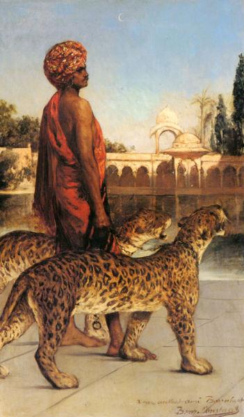 Jean-Joseph Benjamin-Constant Palace Guard with Two Leopards oil painting picture